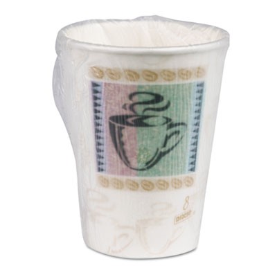 PerfecTouch Hot Cups, 8 oz., Coffee Dreams Design, Individually Wrapped, 50/Bag