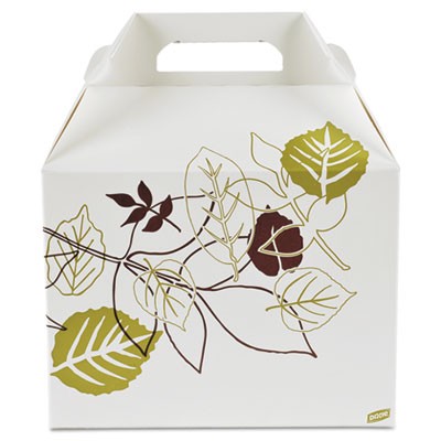 Paper Carryout Cartons, Green/Burgundy, 160 oz, 9x6 1/2x6