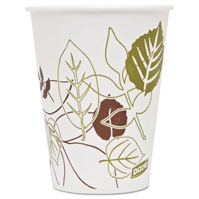 Pathways Polycoated Paper Cold Cups, 9 oz, Green/Burgundy, 100/Pack