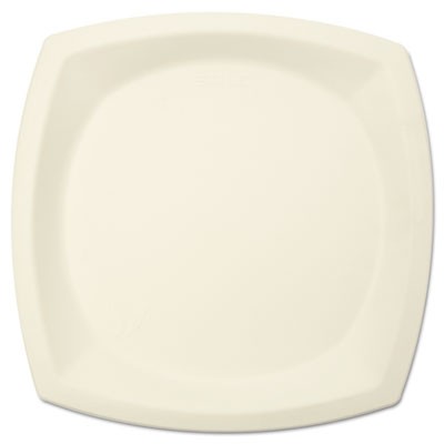 Bare Eco-Forward Sugarcane Plates, 10 Inches, Ivory, Square, 125/Pack