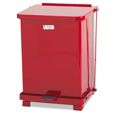 Defenders Biohazard Step Can, Square, Steel, 7 gal, Red