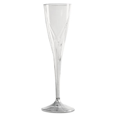 Classicware One-Piece Champagne Flutes, 5 oz., Clear, Plastic, 10/Pack