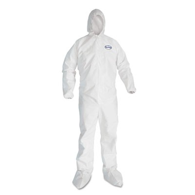 KLEENGUARD A40 Elastic-Cuff Hood & Boot Coveralls, White, 3X-Large