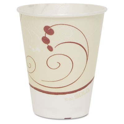 Trophy Symphony Foam Cups, 10oz, Beige/White/Red, 50/Sleeve