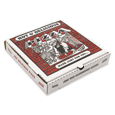 Takeout Container, 12in Pizza, White, 12w x 12d x 2 1/2h