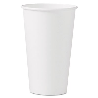 Polycoated Hot Paper Cups, 16 oz, White, 50/Bag