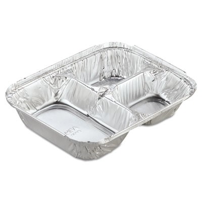 Aluminum Oblong Container with Lid, 3-Compartment