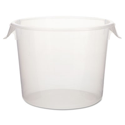 Round Storage Containers, 6 qt, 10dia x 7 5/8h, Clear