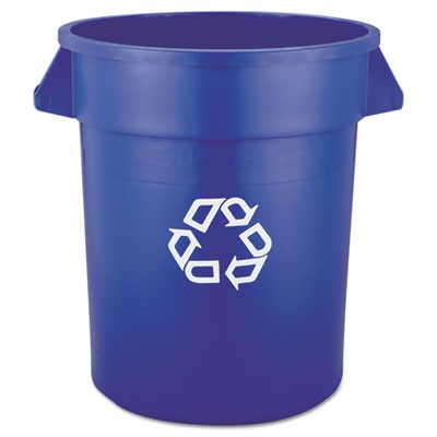 Brute Recycling Container, Round, 20 gal, Blue