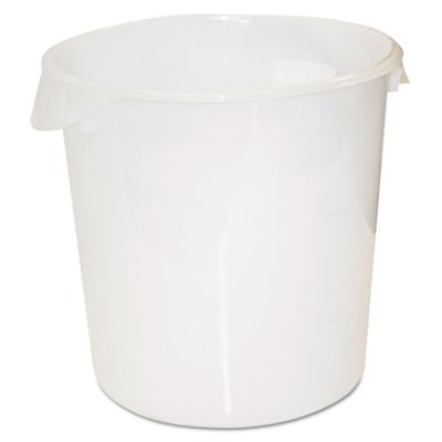 Round Storage Containers, Polypropylene, 22 qt, White, 13 1/8" Dia, 12"H