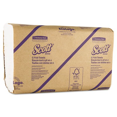 Towel 10.125x13.15 1Ply C-Fold White Scott 200SHT/PKG 12/CS