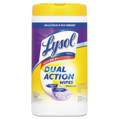 Dual Action Disinfecting Wipes, 7x8, White, 75/Can