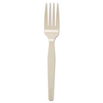 Heavy Mediumweight Polystyrene Forks, 6.31", Champagne, Dense Pack, 1,000/Case