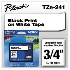 TZe Series Cartridge for P-Touch Labelers,.75", Black on White