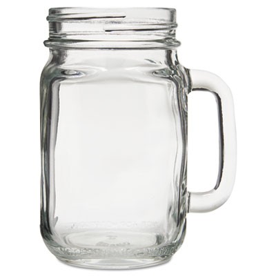 Glass Mugs and Tankards, Drink Jar, 16.5oz, 5 1/4" Tall