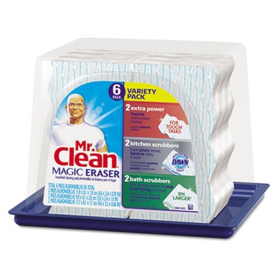 Magic Eraser Foam Pad, 2 2/5"" x 4 3/5"", Variety Pack, White/Blue