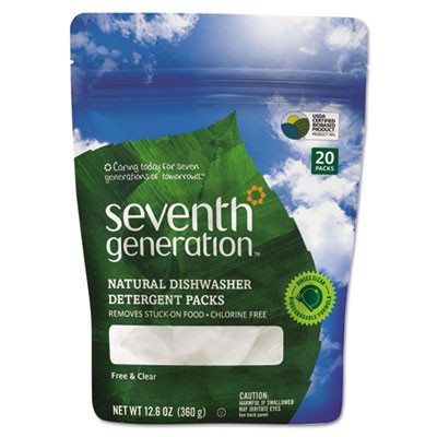 Natural Automatic Dishwasher Detergent, Unscented, 20 Packets/Pack