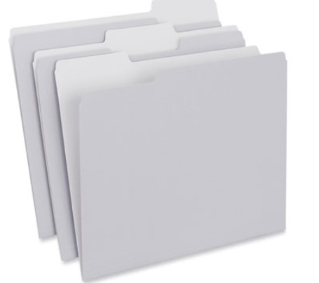 File Folders 1/3 Cut Asstd. One Ply Top Tab Gray 100/BX