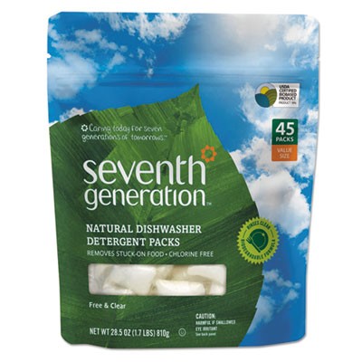 Natural Automatic Dishwasher Detergent, Unscented, 45/Pack