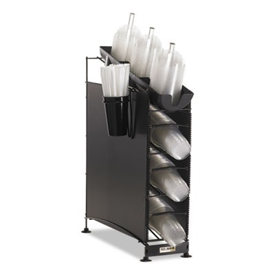 Wireworks Cup Dispenser and Lid Organizer, 3-Tier, Holds 270 Cups, Metal, Black