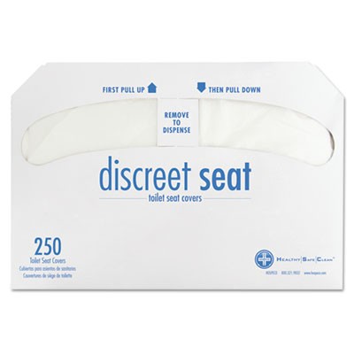 Discreet Half-Fold Toilet Seat Covers, White, 250/Pack