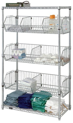 Stationary Wire Basket Unit 24" x 36" x 63"