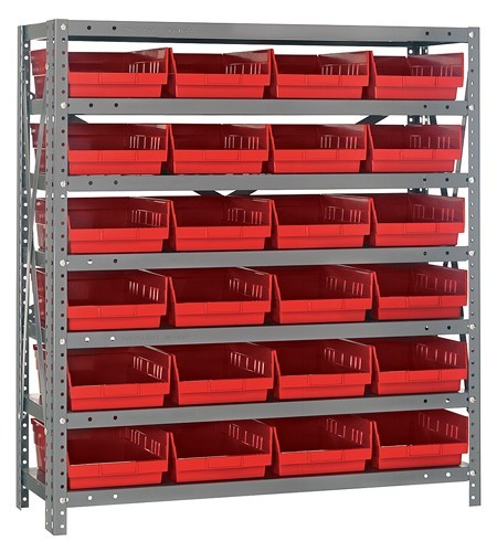 Shelf Bin - Complete Steel Package 18" x 36" x 39" Red