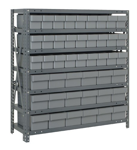 Closed 7 Shelf Unit with Super Tuff Drawers 24" x 36" x 39" Gray