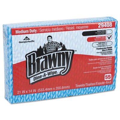 Brawny Dine-A-Wipe Foodservice Towels, 14x21, Blue/White, HYDROKNIT