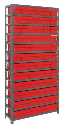 Euro Drawers Shelving System 18" x 36" x 75" Red