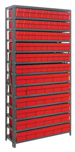 Euro Drawers Shelving System 18" x 36" x 75" Red