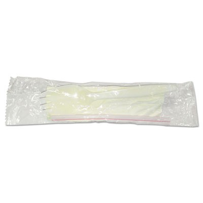 Wrapped Cutlery Kit w/Spork, Straw and Napkin, Plastic