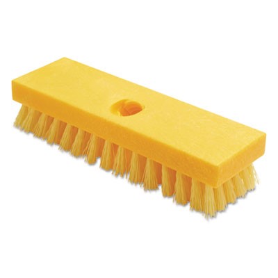 Deck Brush, Polypropylene Palmyra Fibers, 9" Plastic Block, Yellow