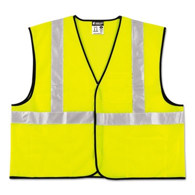 Class 2 Safety Vest, Lime Green w/Silver Stripe, Polyester, 4X-Large