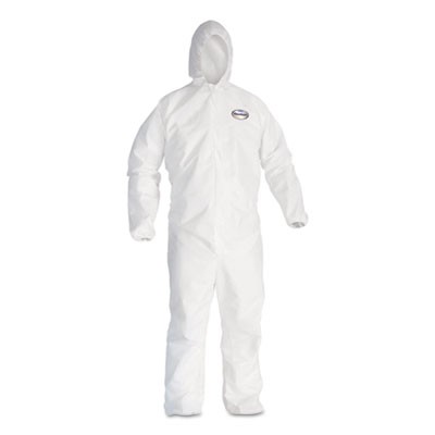 KLEENGUARD A20 Elastic Back and Cuff Hooded Coveralls, 4X-Large, White