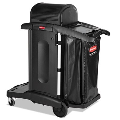 Executive High Security Janitorial Cleaning Cart, Black, 23.1Wx39.6Dx27?.5H