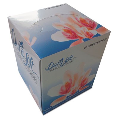 Facial Tissue Cube Box, 2-Ply, White, 85 Sheets/Box