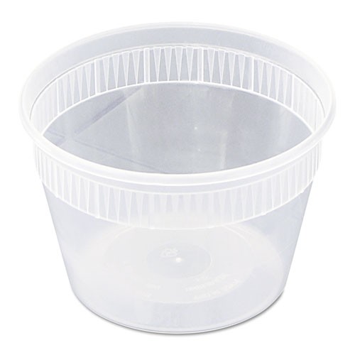 DELItainers, 1-Comp, Black/Clear, 16oz, 4 11/20dia x 3 1/10h