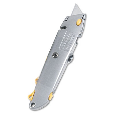 Quick-Change Utility Knife w/Retractable Blade & Twine Cutter, Silver