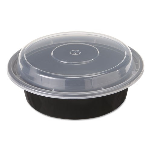 VERSAtainers, 1-Comp, Black/Clear, 16oz, 6"dia
