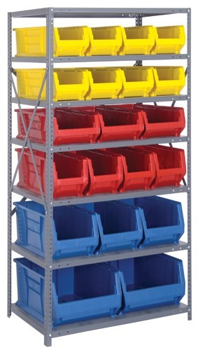 Heavy-duty steel units with hulk 24" containers 24" x 36" x 75" Blue