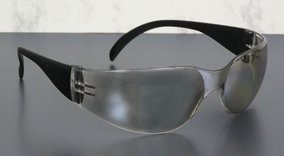 Safety Glasses Rimless SLVR Wrap Lens BLK Temple 12/BX 12/CS