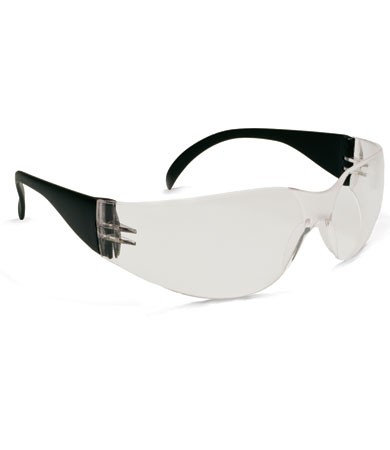 Safety Glasses Rimless CLR Wrap Lens BLK Temples 12/BX 12/CS