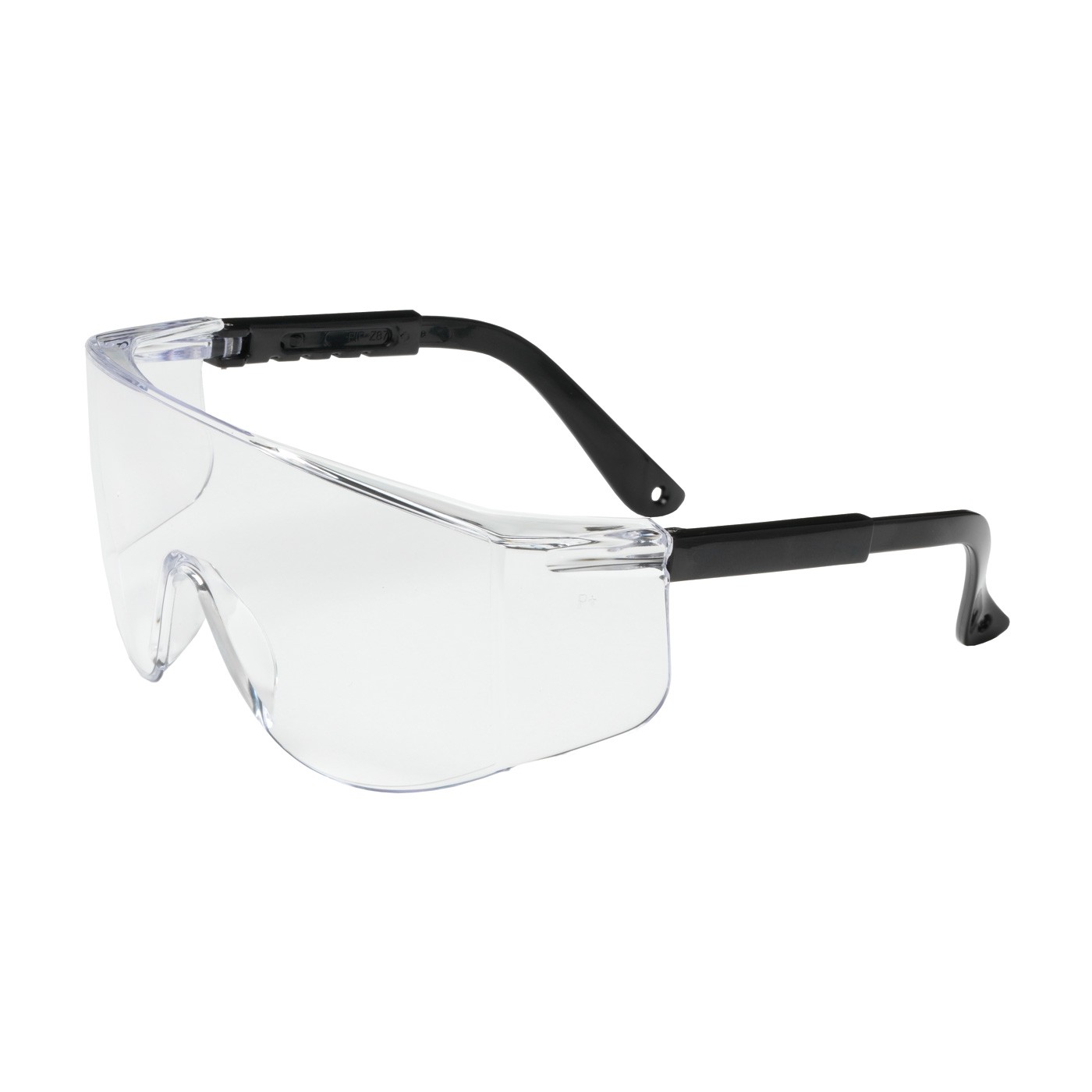 Safety Glasses Clear HC Black Temples Rimless Front 12/BX 12/CS