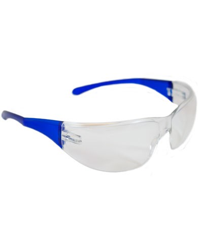 Safety Glasses Rimless Clear Lense Blue Temples Anti-Scratch 12/BX 12/CS