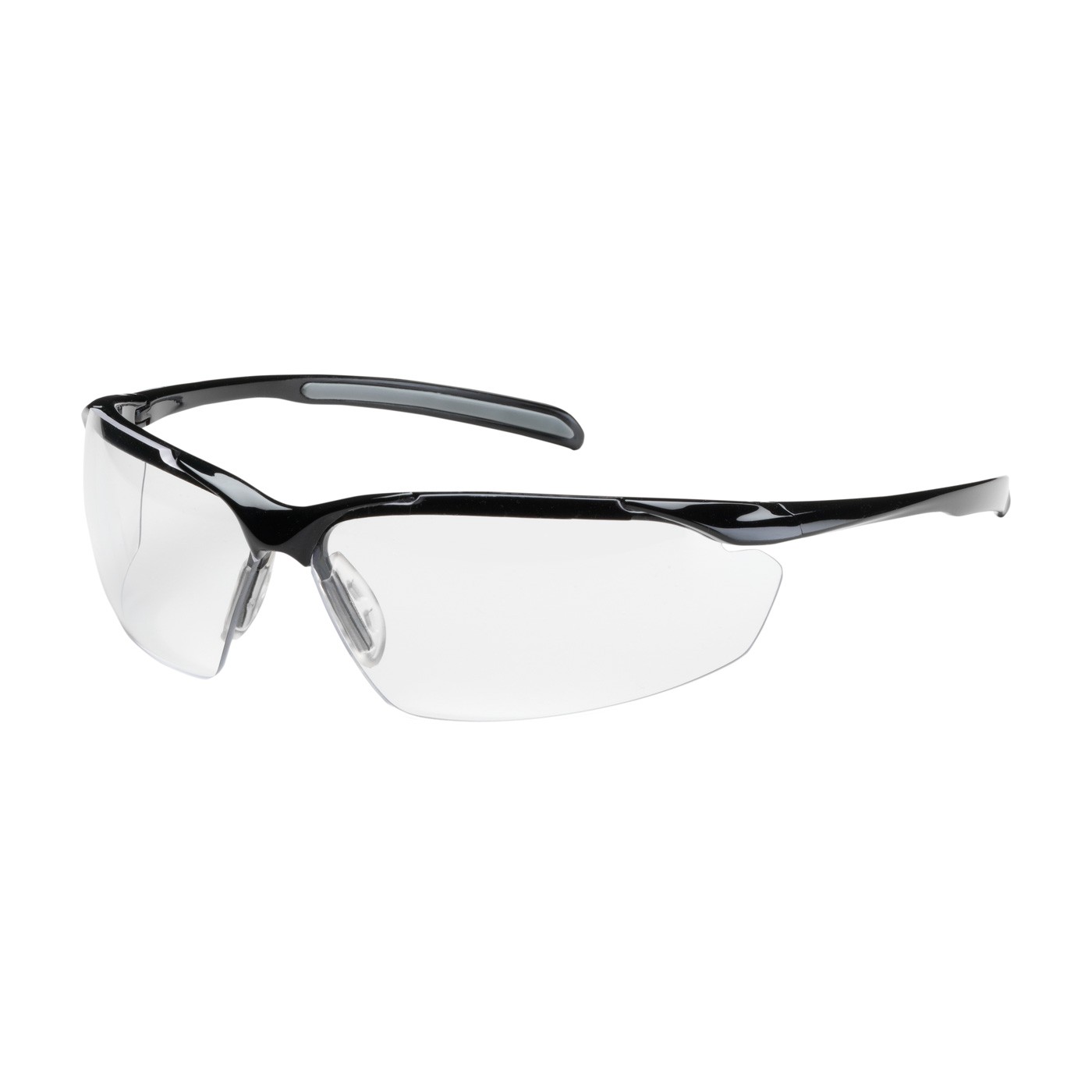 Safety Glasses Semi-Rimless ClearLense BlackFrame Anti-Scratch 12/BX 12/CS