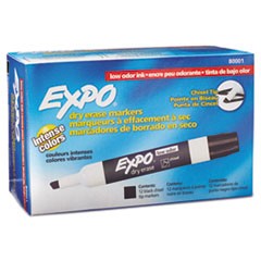 Dry Erase Marker Low Odor Broad Chisel Tip Black 12/BX
