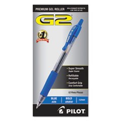 Pen Gel G2 Retractable Large 1mm Blue Ink 12/BX