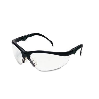 Klondike Plus Safety Glasses, Black Frame, Clear Lens