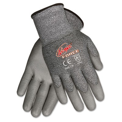 Ninja Force Polyurethane Coated Gloves, Large, Gray